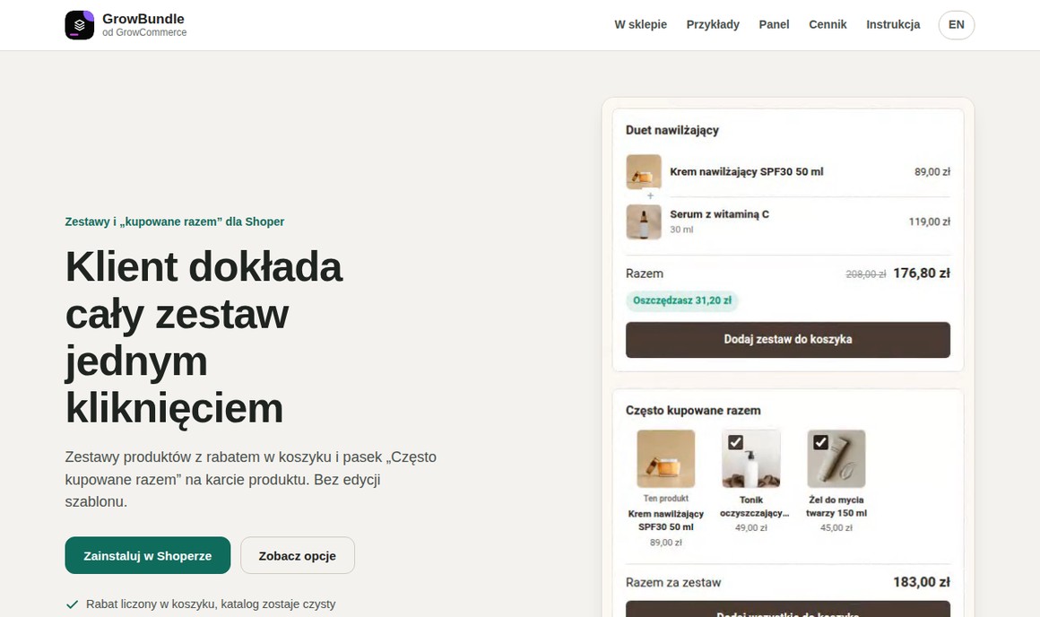 GrowBundle — zestawy produktów w sklepie Shoper