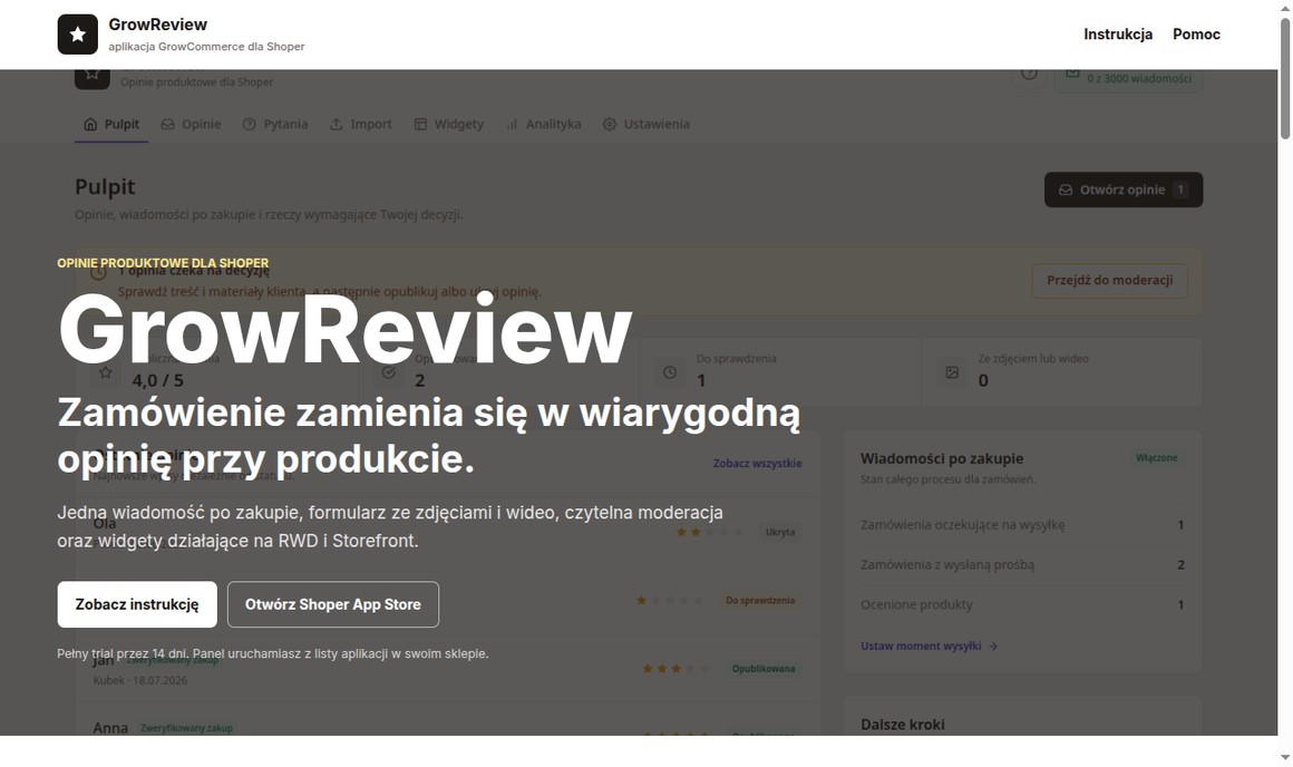 GrowReview — opinie produktowe dla Shoper