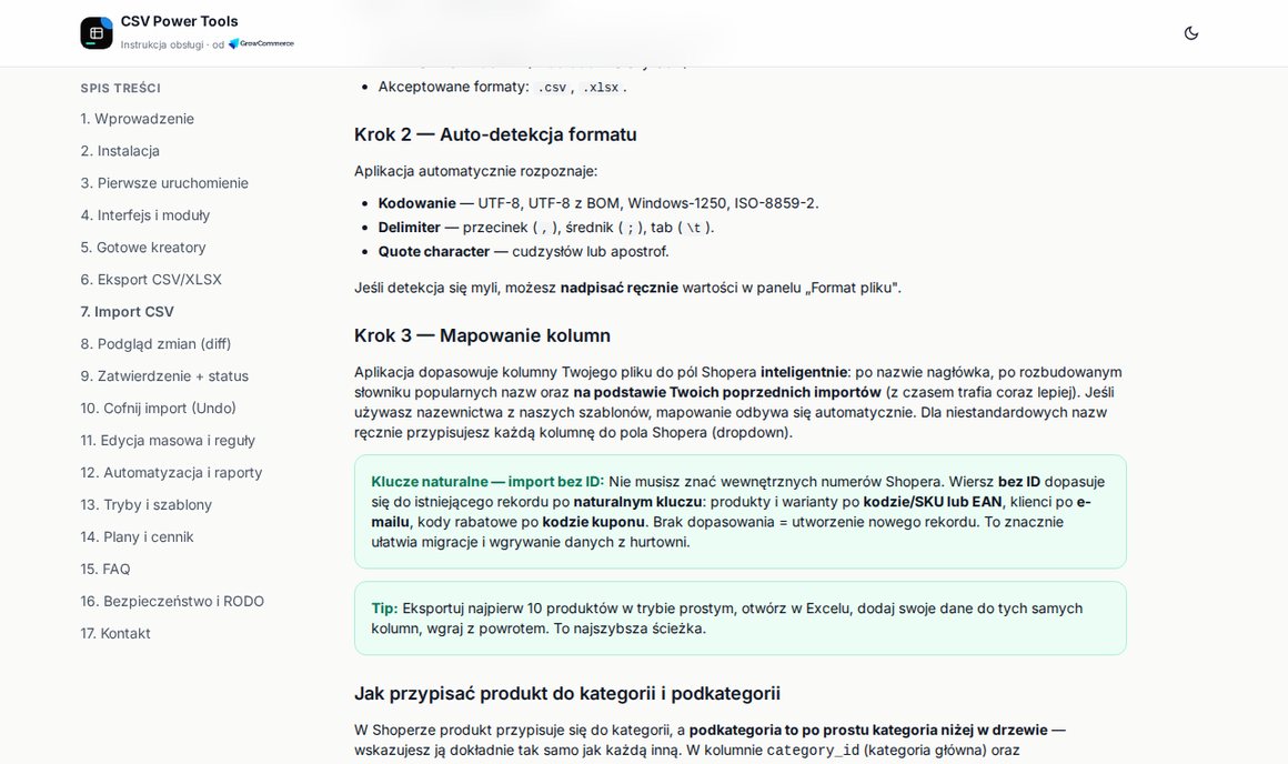 CSV Power Tools — automatyczne rozpoznanie kodowania i separatora przy imporcie