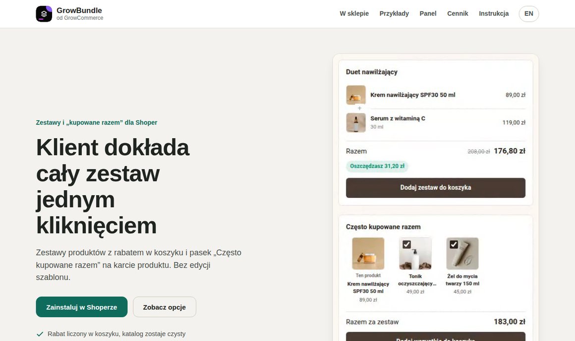 GrowBundle: zestawy i kupowane razem dla sklepu Shoper