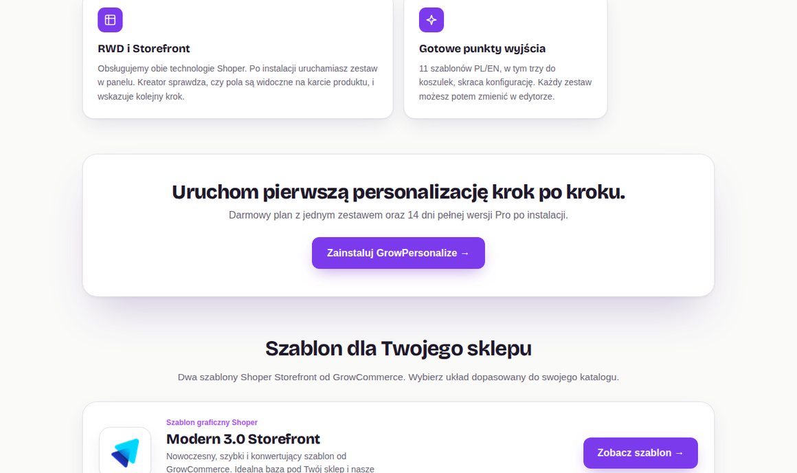 GrowPersonalize: darmowy plan z jednym zestawem i 14 dni wersji Pro