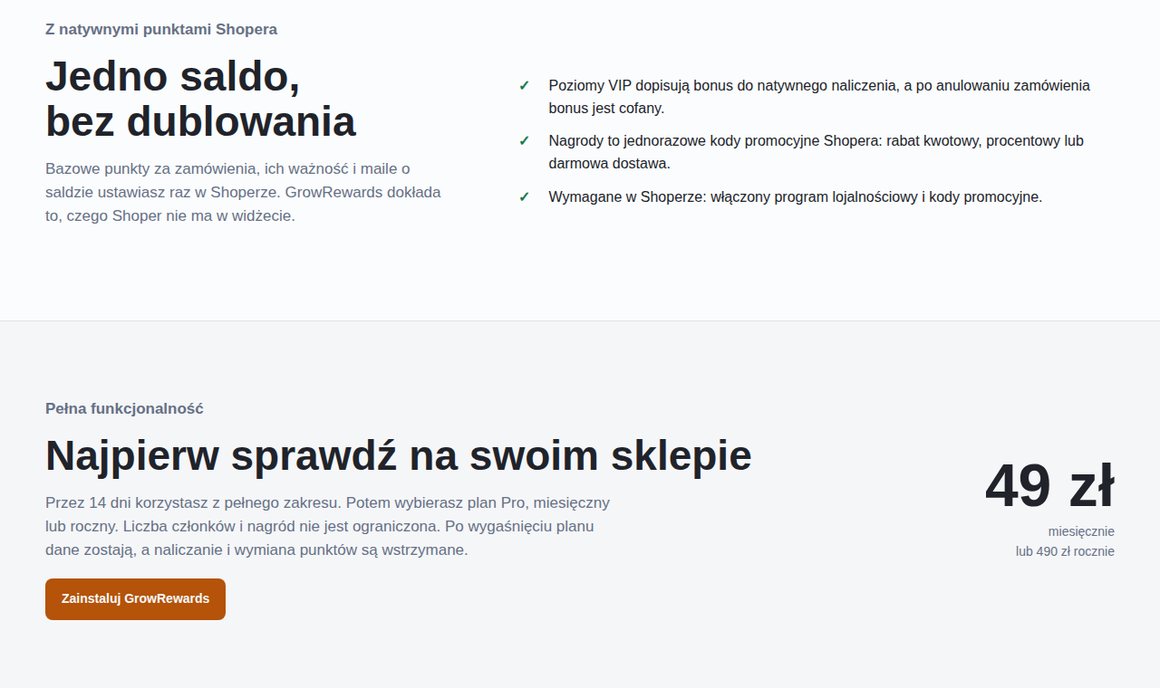 GrowRewards: jedno saldo z natywnym programem lojalnościowym Shopera