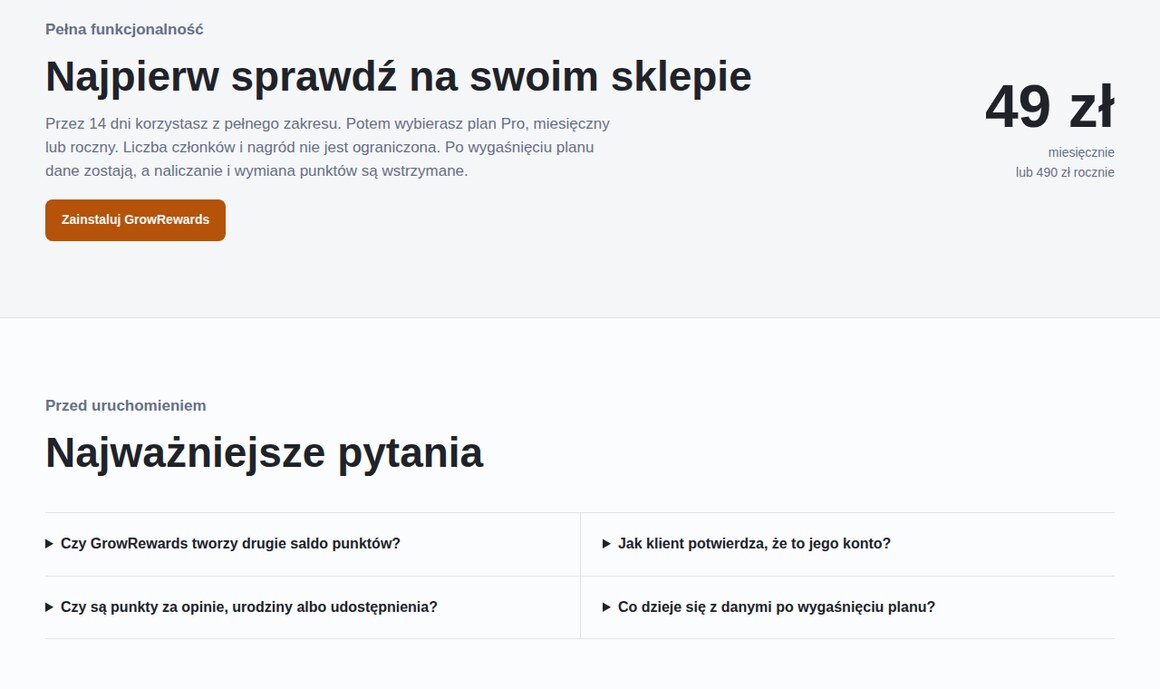 GrowRewards: 14 dni triala, potem 49 zł miesięcznie lub 490 zł rocznie