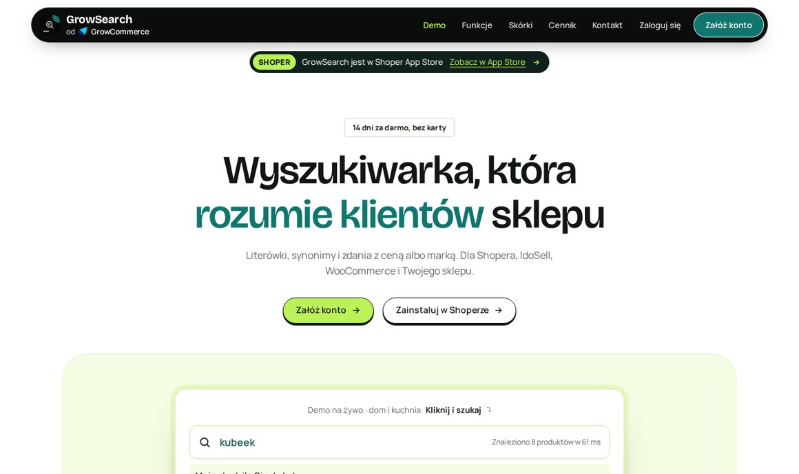 GrowSearch — wyszukiwarka z literówkami i synonimami dla sklepu Shoper