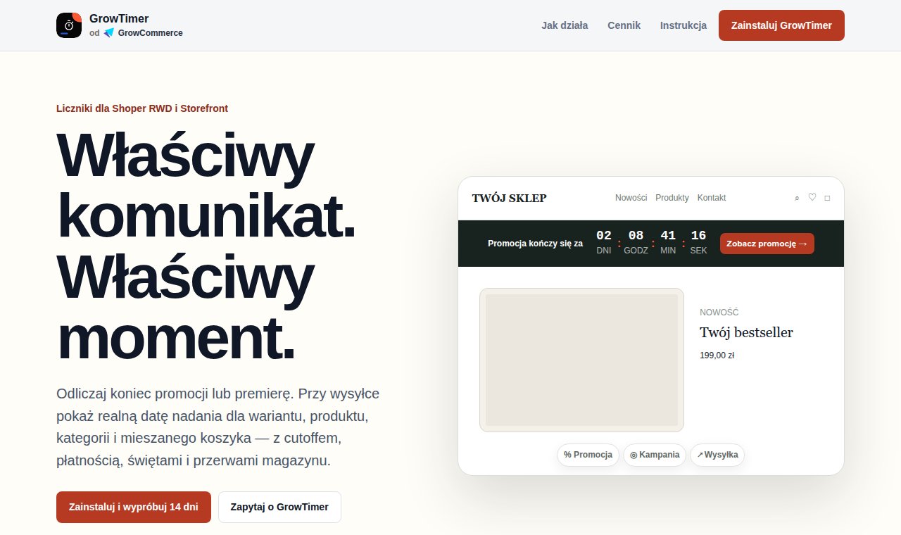GrowTimer: licznik promocji na pasku sklepu Shoper