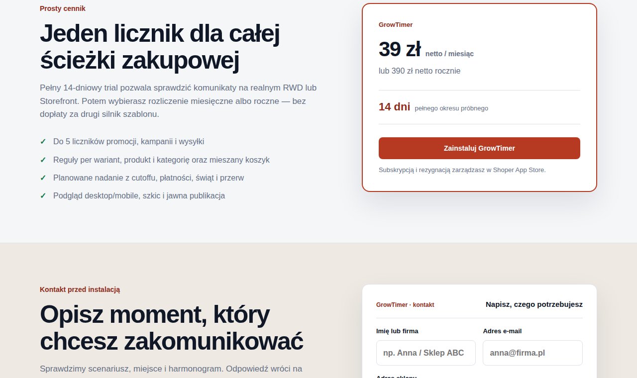 GrowTimer: jeden licznik na ścieżce zakupowej