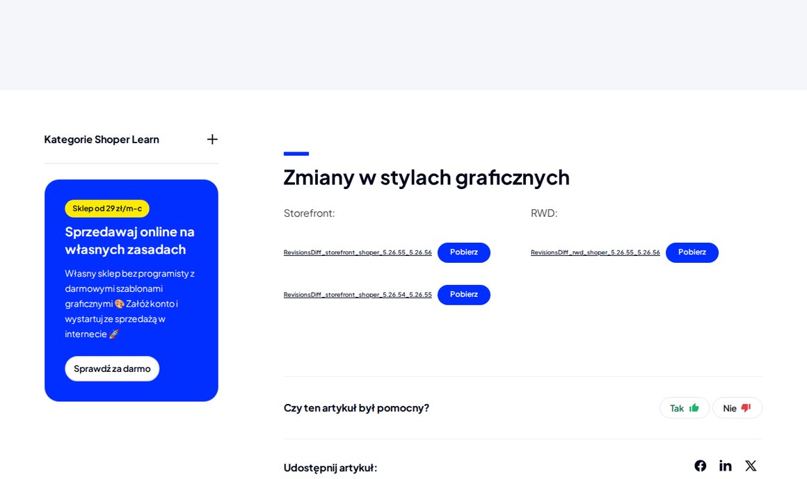 Pliki RevisionsDiff dla Storefront i RWD w komunikacie Shoper 5.26.56