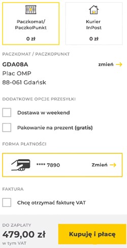 Finalizacja zakupu w aplikacji InPost Mobile