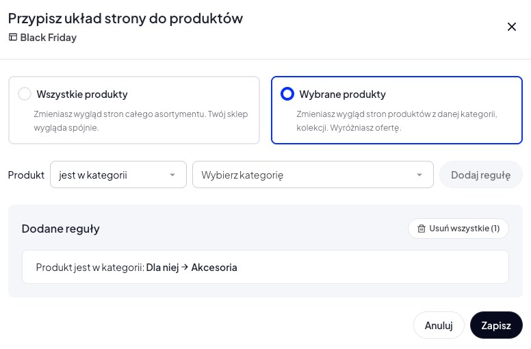 Shoper SVE: reguły przypisania układu