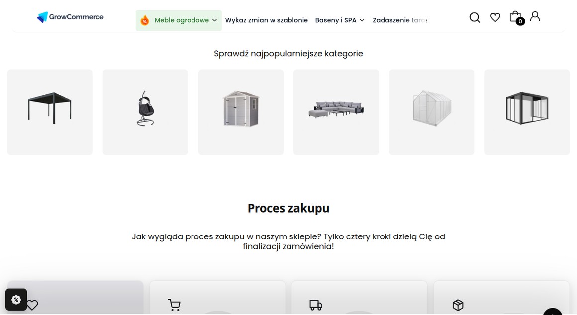 Modern 3.0 Storefront — moduły kategorii i proces zakupu