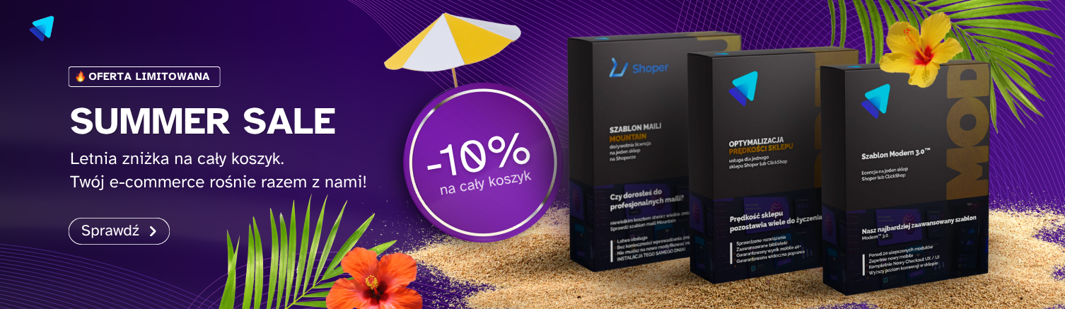 Summer SALE - 10% Szablony Shoper od GrowCommerce