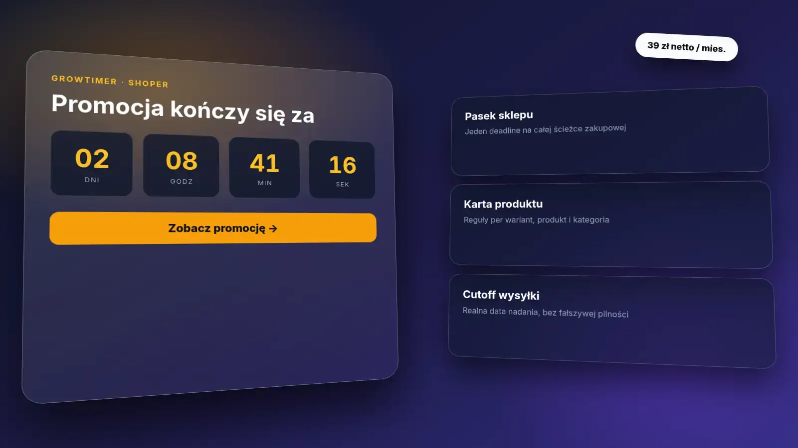 GrowTimer — odliczanie promocji w sklepie Shoper