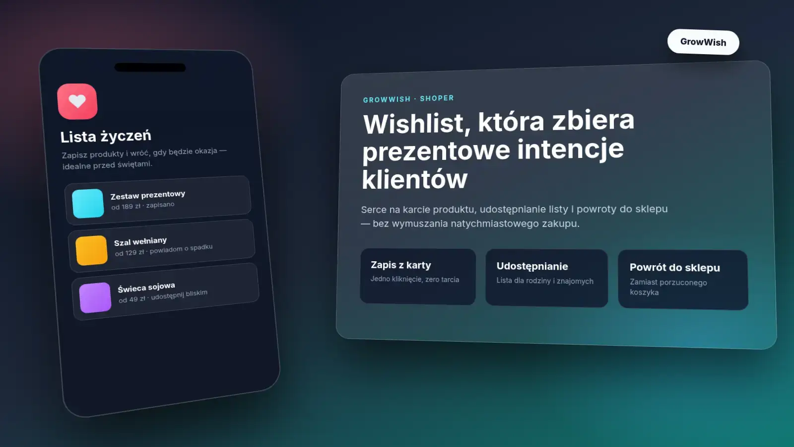 GrowWish lista życzeń w sklepie Shoper