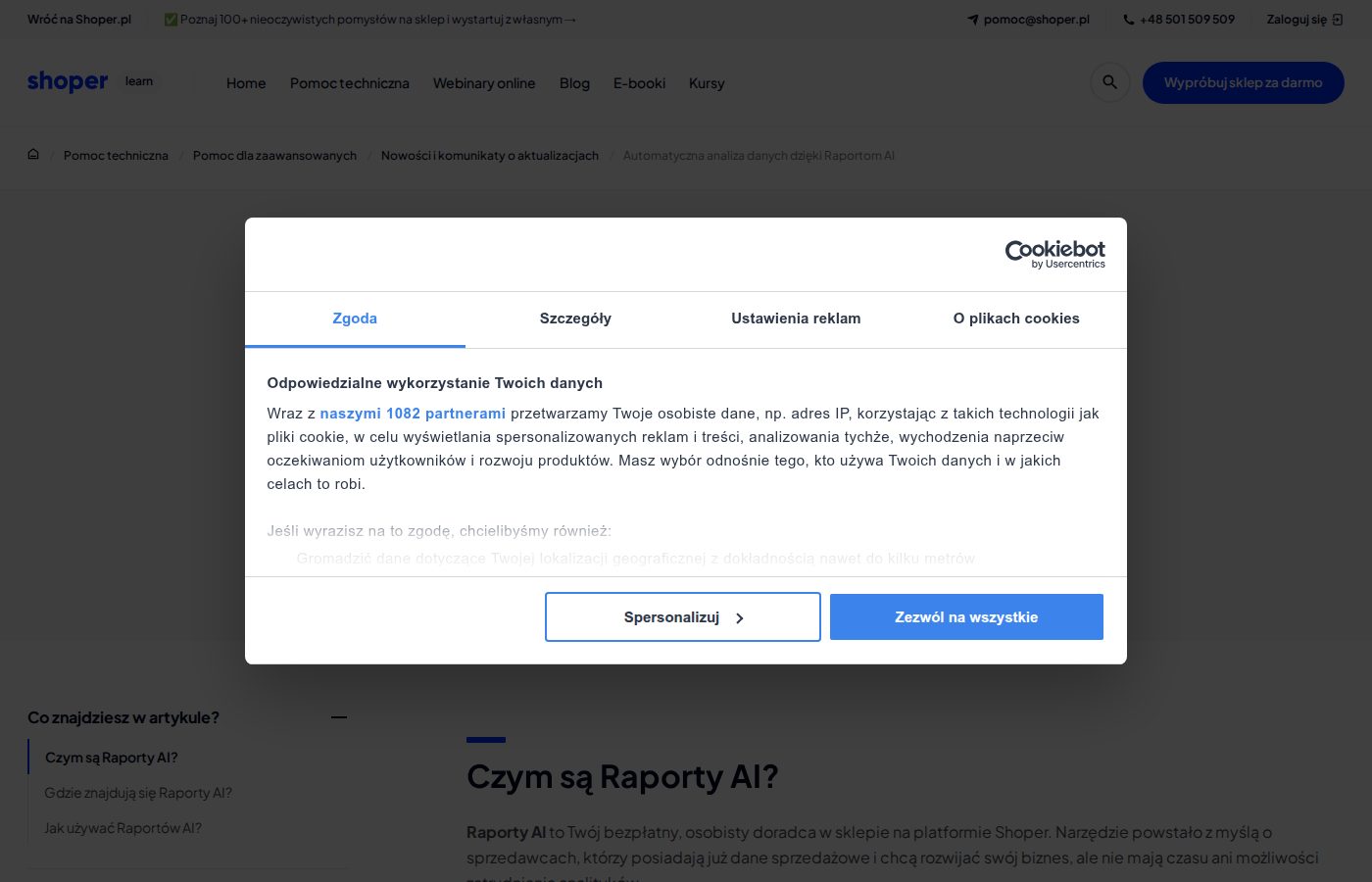 Raporty AI w panelu Shoper