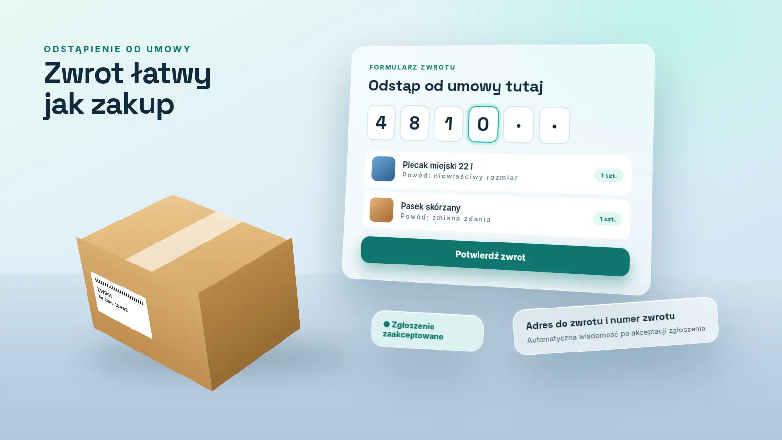 Odstąpienie od umowy w sklepie Shoper: formularz zwrotu z kodem z maila