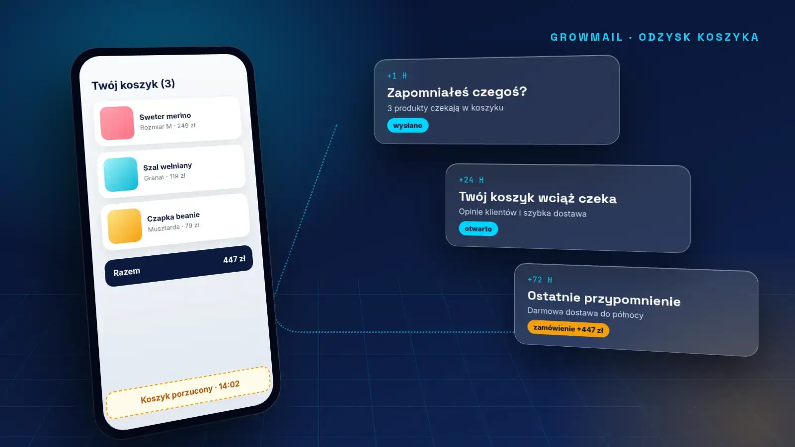 Odzysk porzuconego koszyka z GrowMail