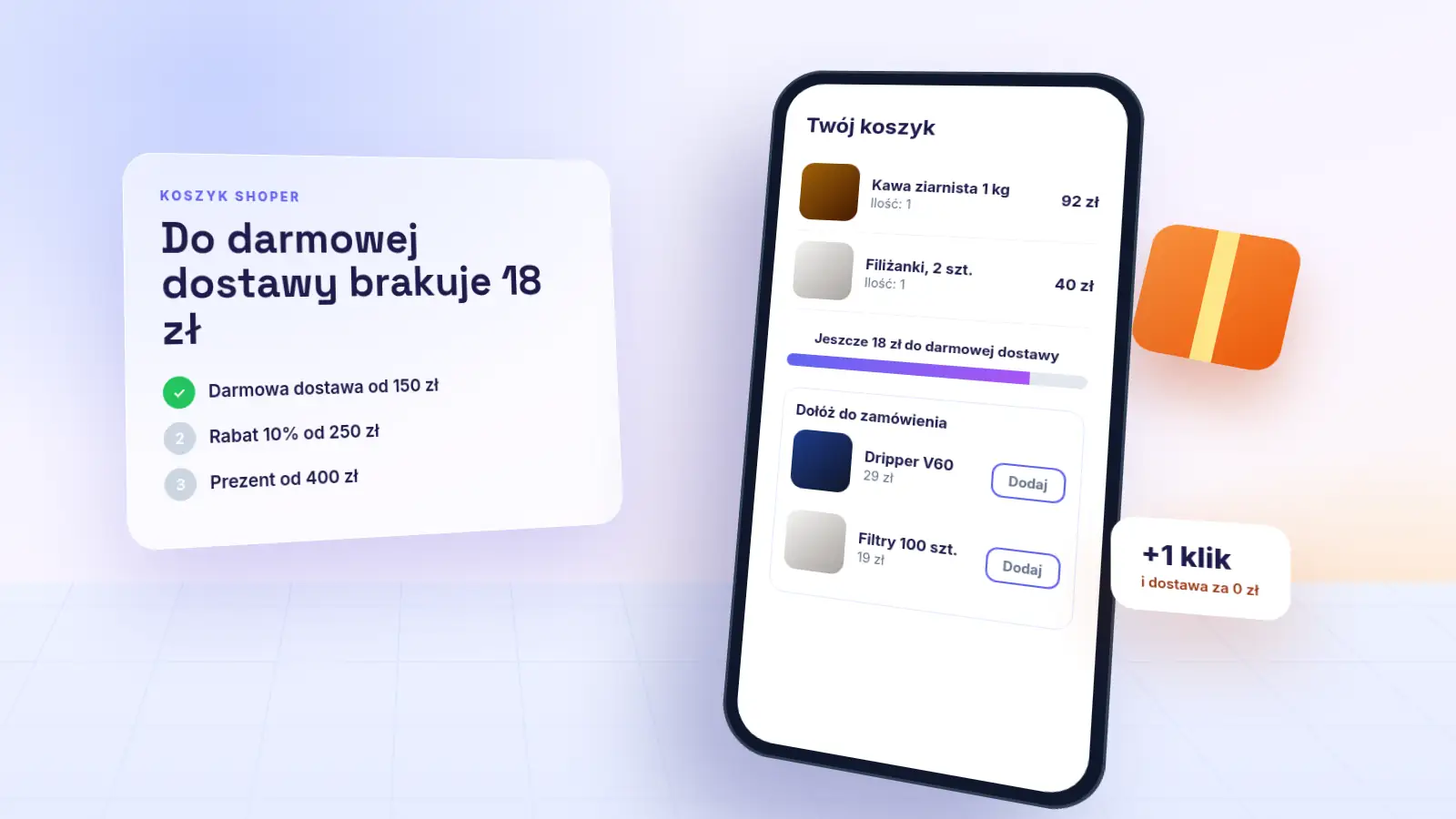 GrowCart: pasek darmowej dostawy w koszyku Shoper